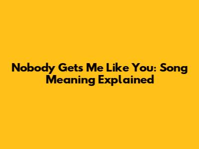 Nobody Gets Me Like You: Song Meaning Explained