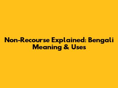 Non-Recourse Explained: Bengali Meaning & Uses