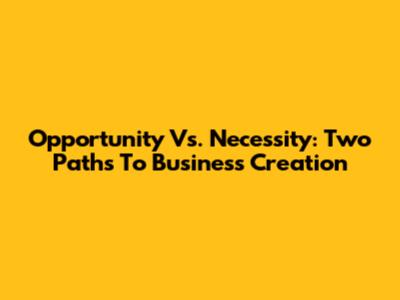 Opportunity Vs. Necessity: Two Paths To Business Creation