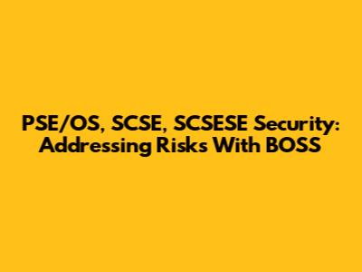 PSE/OS, SCSE, SCSESE Security: Addressing Risks With BOSS