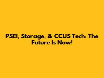 PSEI, Storage, & CCUS Tech: The Future Is Now!