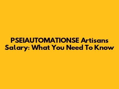 PSEIAUTOMATIONSE Artisans Salary: What You Need To Know