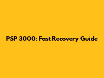 PSP 3000: Fast Recovery Guide