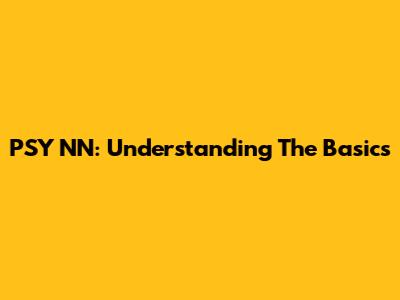 PSY NN: Understanding The Basics