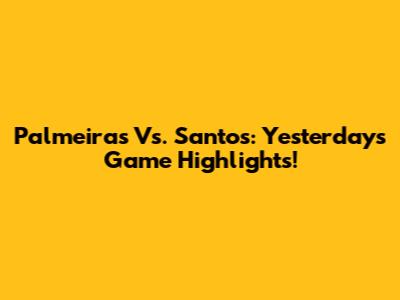 Palmeiras Vs. Santos: Yesterday's Game Highlights!