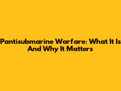 Pantisubmarine Warfare: What It Is And Why It Matters