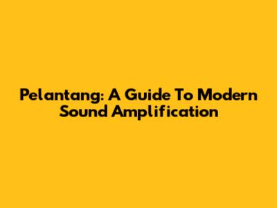 Pelantang: A Guide To Modern Sound Amplification
