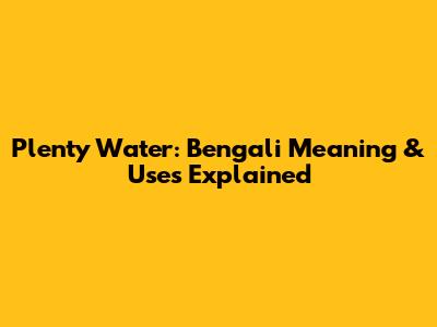Plenty Water: Bengali Meaning & Uses Explained