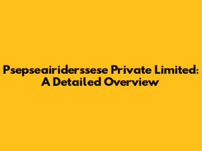 Psepseairiderssese Private Limited: A Detailed Overview
