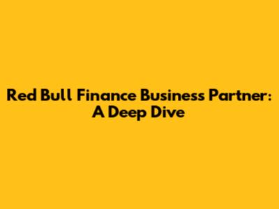 Red Bull Finance Business Partner: A Deep Dive