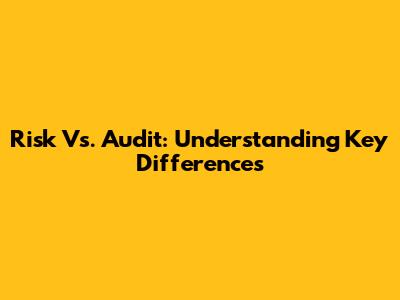 Risk Vs. Audit: Understanding Key Differences