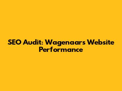SEO Audit: Wagenaar's Website Performance