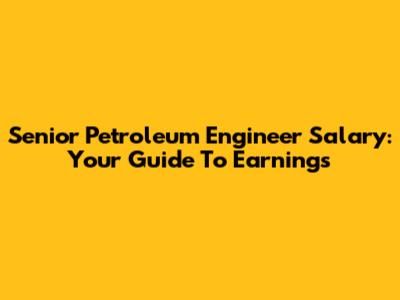Senior Petroleum Engineer Salary: Your Guide To Earnings