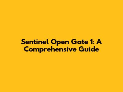 Sentinel Open Gate 1: A Comprehensive Guide