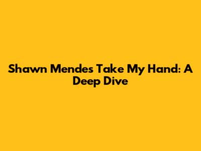Shawn Mendes "Take My Hand": A Deep Dive