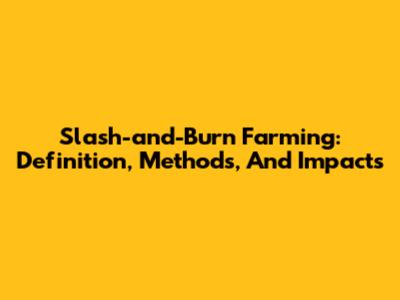 Slash-and-Burn Farming: Definition, Methods, And Impacts