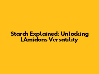 Starch Explained: Unlocking L'Amidon's Versatility