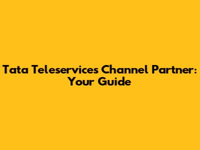 Tata Teleservices Channel Partner: Your Guide