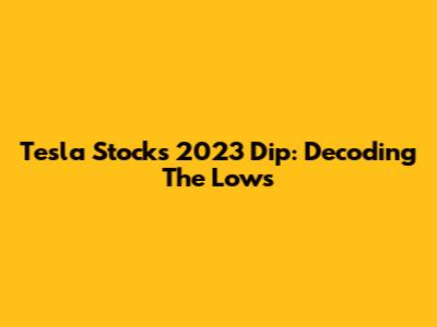 Tesla Stock's 2023 Dip: Decoding The Lows