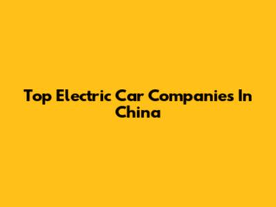Top Electric Car Companies In China