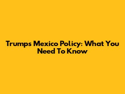 Trump's Mexico Policy: What You Need To Know