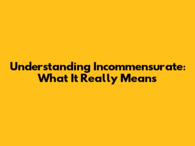 Understanding Incommensurate: What It Really Means