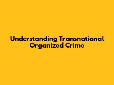 Understanding Transnational Organized Crime