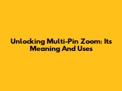 Unlocking Multi-Pin Zoom: Its Meaning And Uses