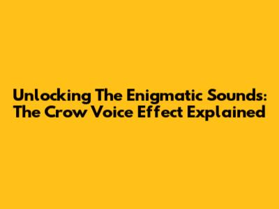 Unlocking The Enigmatic Sounds: The Crow Voice Effect Explained