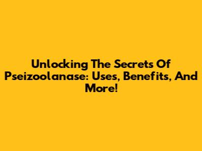 Unlocking The Secrets Of Pseizoolanase: Uses, Benefits, And More!