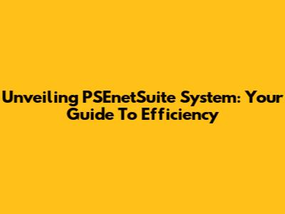 Unveiling PSEnetSuite System: Your Guide To Efficiency