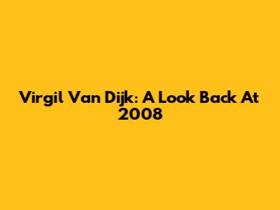Virgil Van Dijk: A Look Back At 2008