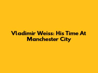 Vladimir Weiss: His Time At Manchester City
