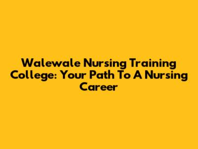 Walewale Nursing Training College: Your Path To A Nursing Career