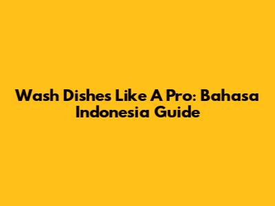 Wash Dishes Like A Pro: Bahasa Indonesia Guide