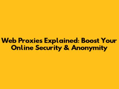 Web Proxies Explained: Boost Your Online Security & Anonymity