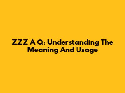 ZZZ A Q: Understanding The Meaning And Usage